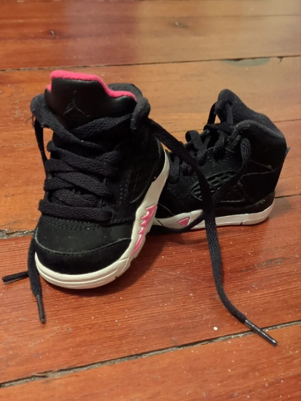 Air Jordan Retro 5s Black and Pink High-Top Sneakers